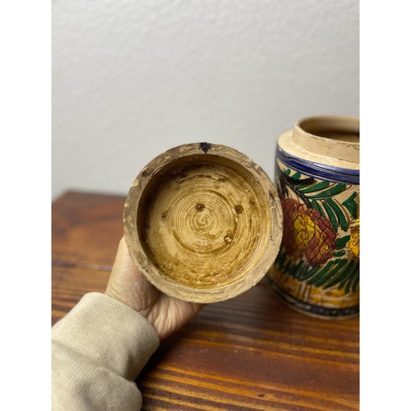 Vintage Hand Painted Container with Lid Vintage Storage with Lid - Picture 4 of 8